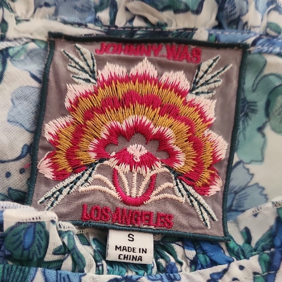 Johnny Was Cotton Button-Up Willow Blue Ruffle Tank Midi Dress Small - Picture 7 of 8